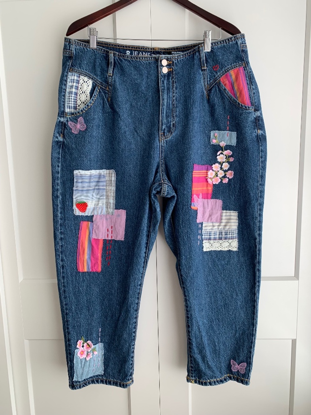 Reworked Boho Jeans  Upcycled R Jeans MOM JEANS SIZE 34